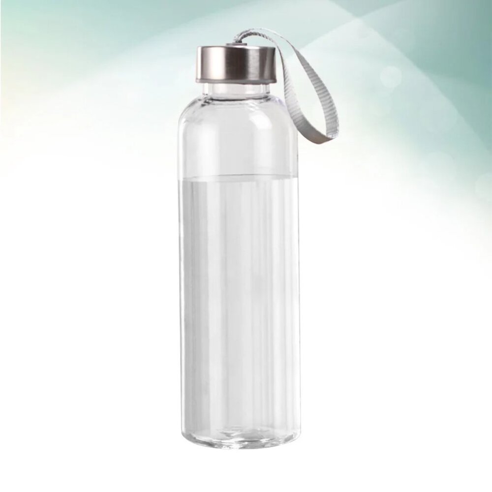 Clear Water Bottle with Silver Cap  Leakproof Water Bottle Portable Transparent